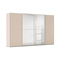 Supreme Duo Champagne Glass & Mirror 4 Door Sliding Door Wardrobe