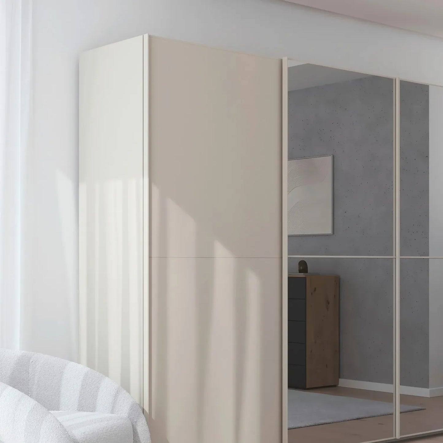 Supreme Duo Champagne Glass & Mirror 4 Door Sliding Door Wardrobe Closeup