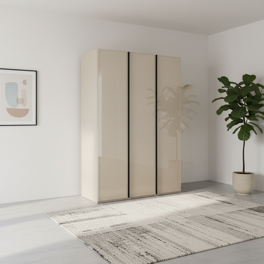 Rauch Symphony 3 Door Hinged Wardrobe with Champagne Glass front W151cm