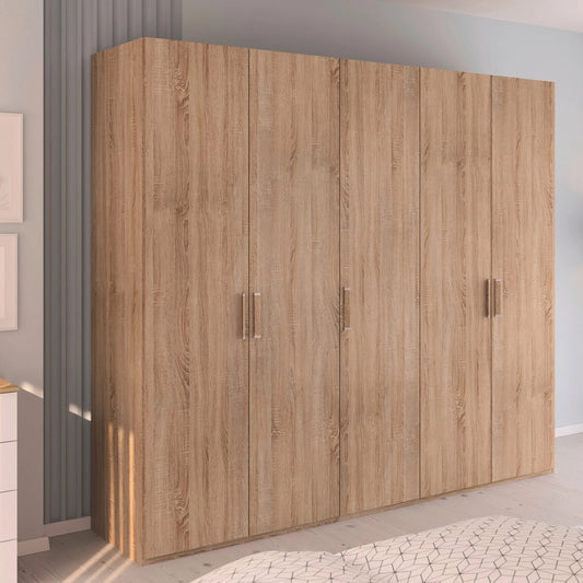 Rauch Eve Sonoma Oak 5 Door hinged Wardrobe in bedroom