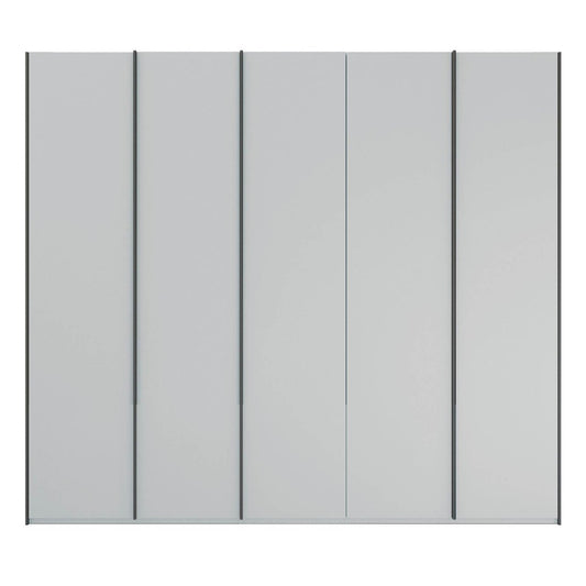 Symphony 251cm Decor 5 Door Hinged Wardrobe in Silk Grey - Front view