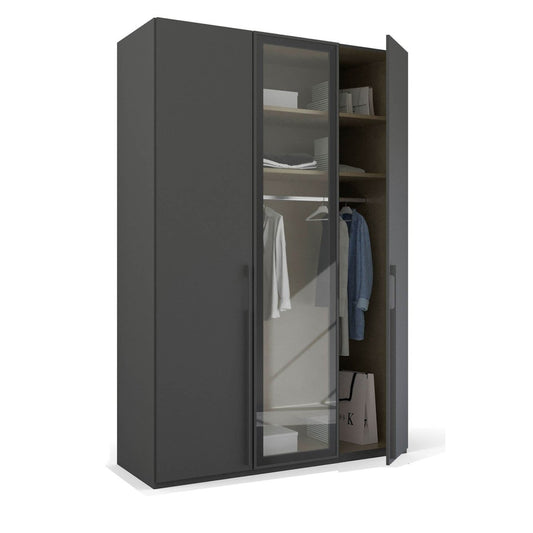 Kacey 151cm 3 Door Wardrobe With Middle Glass Door