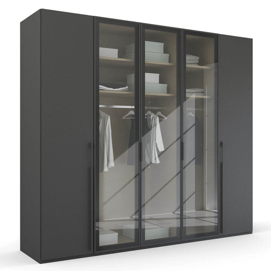 Kacey 251cm 5 Door Wardrobe 3 Glass Doors