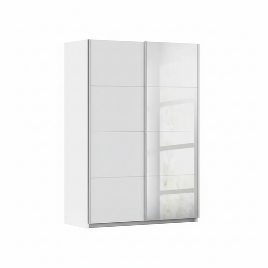 Rauch Subito 1 Decor Door & 1 Mirror Sliding Door Wardrobe in Alpine White
