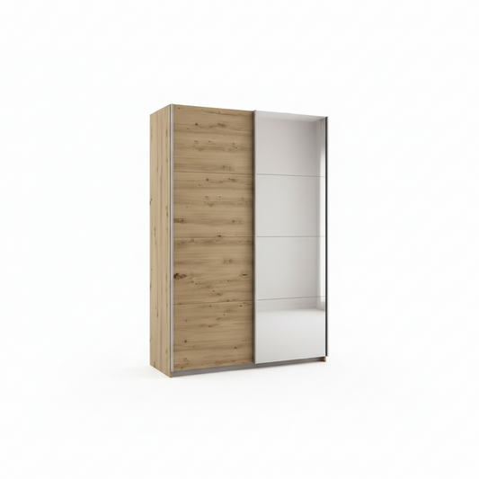 Rauch Subito 1 Decor Door & 1 Mirror Sliding Door Wardrobe in Oak