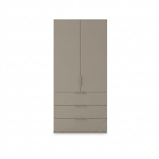 Rauch Haven 2 Door Combi Wardrobe with Mirror Doors and Décor Drawers - Front view