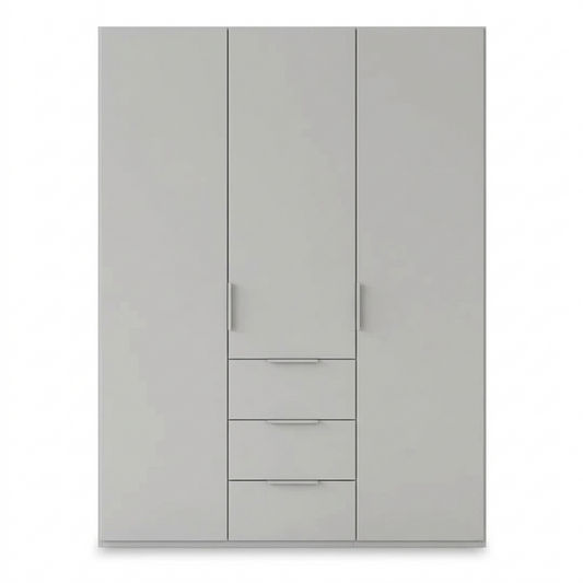 Rauch Haven 3 Door Combi Wardrobe with Décor Doors in Silk Grey - Front view