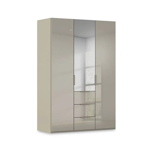 Rauch Haven 3 Door Combi Wardrobe with 2 Glass Doors and 1 Mirror Door in Fango