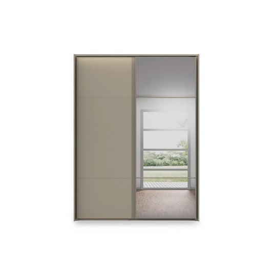 Rauch Haven 2 Door Slider Wardrobe with 1 Décor Door, 1 Mirror Door and Lights - Front view