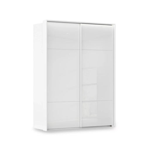 Rauch Haven 2 Door Slider Wardrobe with Glass Doors and Lights in White