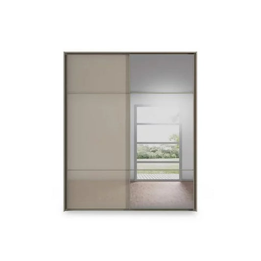 Rauch Haven 2 Door Slider Wardrobe with 1 Glass Door and 1 Mirror Door - Front view