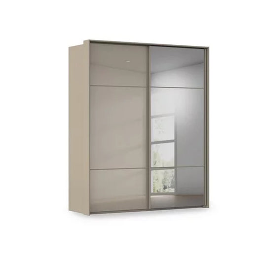 Rauch Haven 2 Door Slider Wardrobe with 1 Glass Door and 1 Mirror Door in Fango