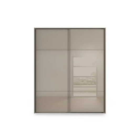 Rauch Heaven 2 Door Slider Wardrobe with Glass Doors in Fango - Front view