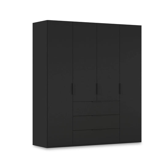 Rauch Haven 4 Door Combi Wardrobe with Décor Doors in Black
