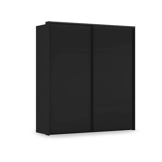 Rauch Haven 2 Door Slider Wardrobe with Décor Doors and Lights in Black