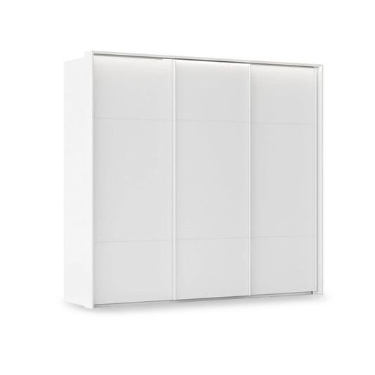 Rauch Haven 3 Door Slider Wardrobe with Décor Doors and Lights in White