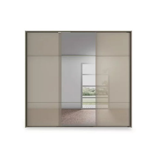 Rauch Heaven 3 Door Slider Wardrobe with 2 Glass Doors and 1 Mirror Door - Front view