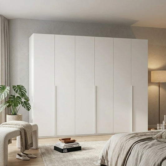 Rauch Haven 6 Door Hinged Wardrobe with Décor Doors - Styled in a Bedroom