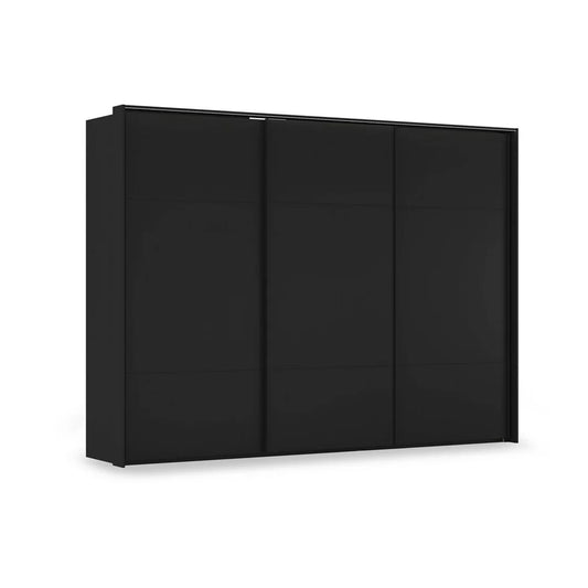 Rauch Haven 3 Door Slider Wardrobe with Décor Doors & Lights in Black