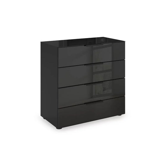 Rauch Haven 80cm 4 Drawer Chest with Glass Top and Front in Black