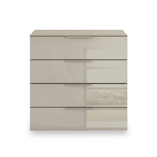 Rauch Heaven 80cm 4 Drawer Chest with Glass Front in Fango - Front view