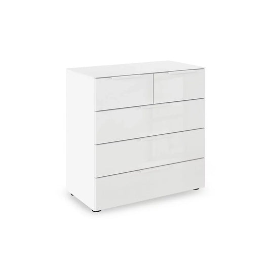 Rauch Heaven 3+2 Drawer Chest with Glass Top and Front in White