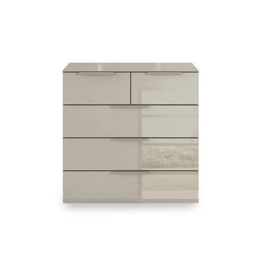 Rauch Heaven 3+2 Drawer Chest with Glass Top and Front - Front view