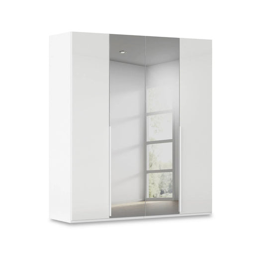 Rauch Haven 4 Door Hinged Wardrobe with 2 Glass Doors and 2 Mirror Doors in White