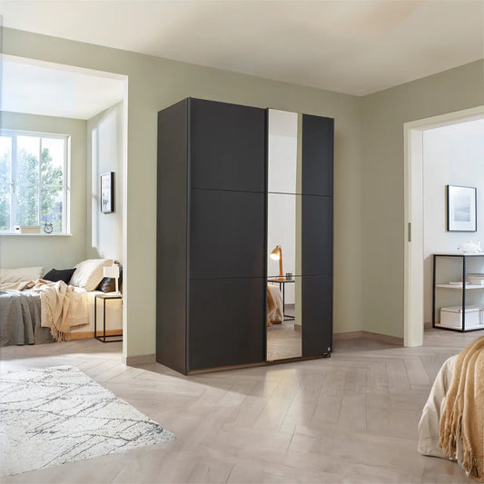 Metallic Grey Smart Small Sliding Door Wardrobe - Pendle Village Furniture