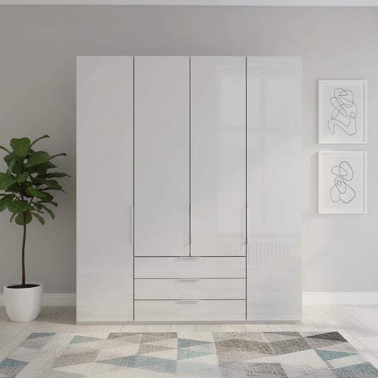 Templin 2000 4 Door 3 Drawers Wardrobe - W200cm