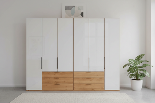 Templin 2000 Bianco Oak Carcase 6 Door 6 Drawer Wardrobe - W300cm