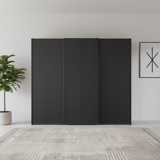 Tulsa 3 Door Graphite Sliding Door Wardrobe with Decking - Free Assembly