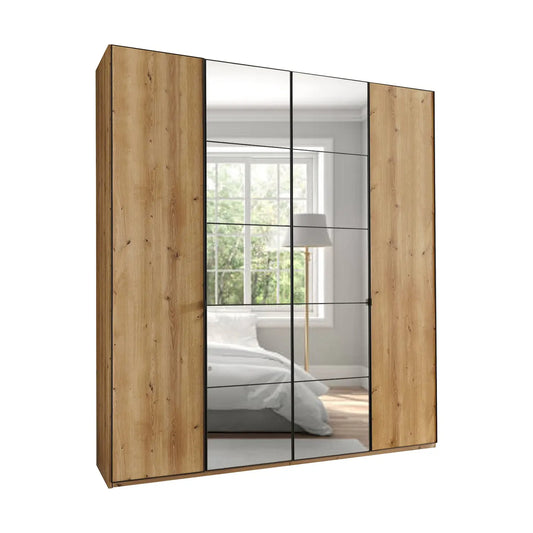 Zenith 200cm 4 Door Hinged Bianco Oak Mirrored Wardrobe