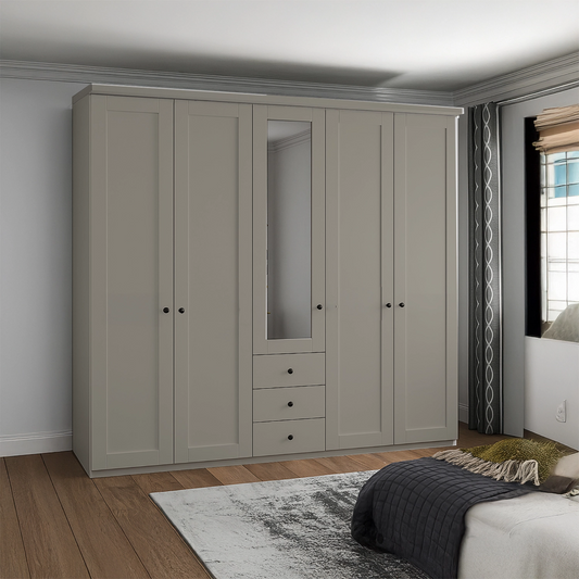 Wiemann Adeline 5 Door 3 Drawer Wardrobe - W250cm - Styled in Bedroom