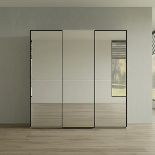 Wiemann Full Mirror Phoenix Apex Pebble Grey Carcase 3 Door Sliding Wardrobe - front view