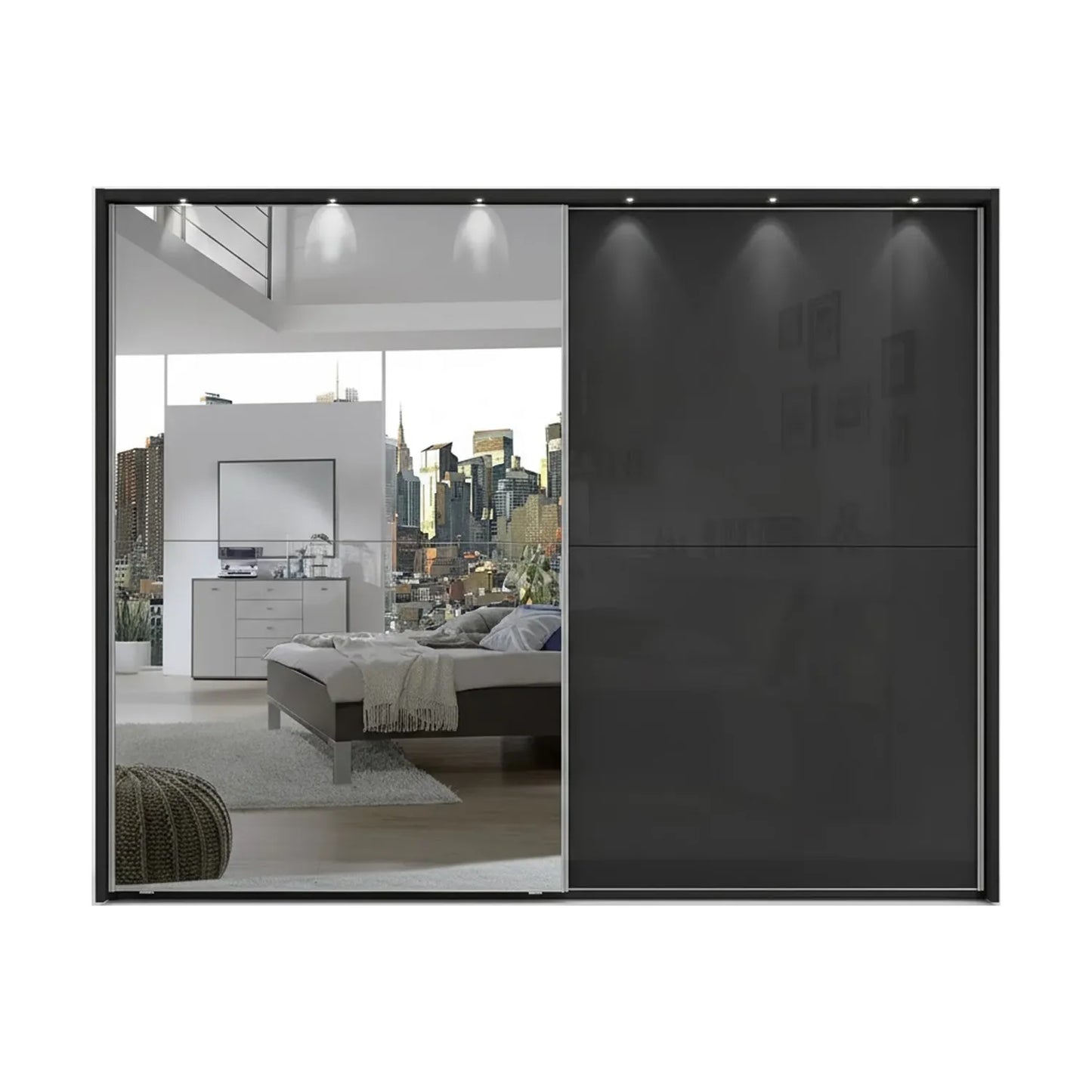 Wiemann Bristol Graphite Sliding Door Wardrobe With Mirror