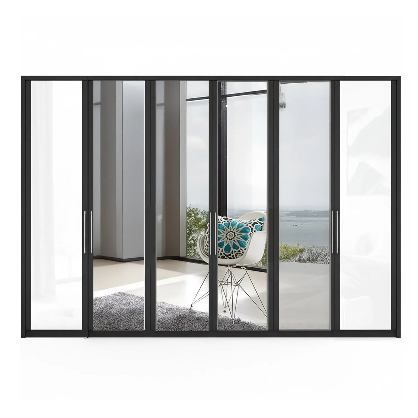 Wiemann Bristol Graphite and White Glass Front 4 Door Wardrobe with Mirror