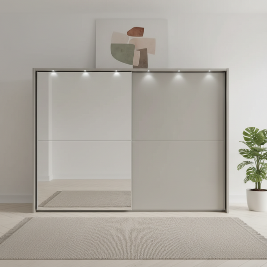 Wiemann Bristol Pebble Grey Sliding Door Wardrobe With Mirror