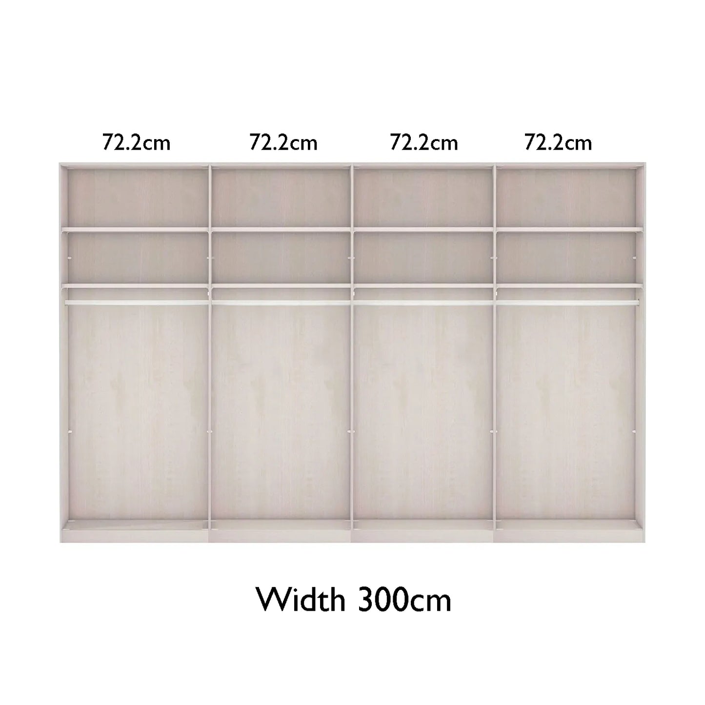 Corfu 300cm Large Bianco Oak and Mirror Front Sliding Door Wardrobe