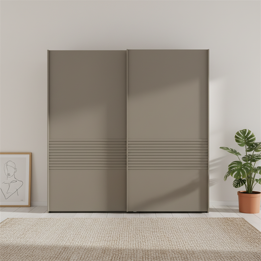 Wiemann Genova Kontrast 2-Door Sliding Wardrobe - Pebble Grey (W200cm)