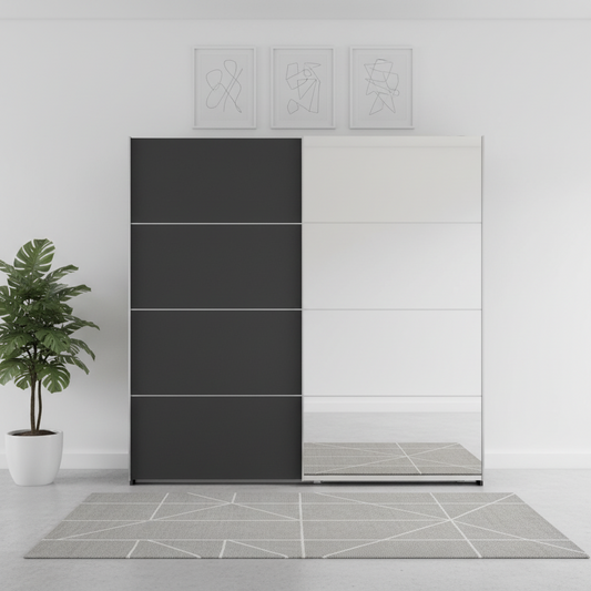 Wiemann Houston 150cm Graphite Glass & Mirror Sliding Wardrobe