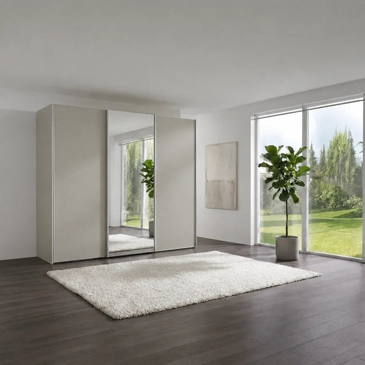 Wiemann Phoenix Champagne 3 Door Sliding Wardrobe in Matte with Mirror
