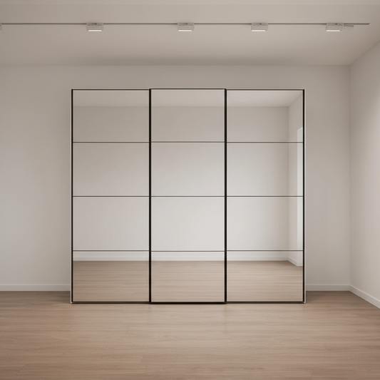Wiemann Full Mirror Matrix White Carcase 3 Door Sliding Wardrobe - Front view