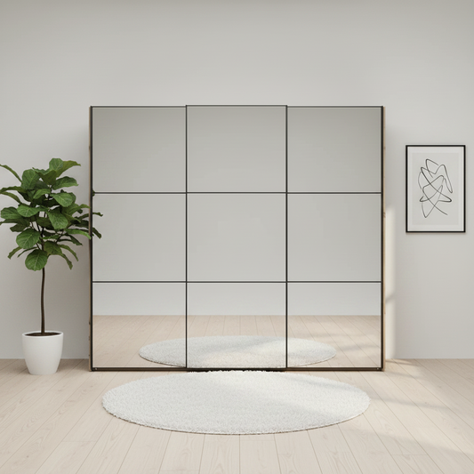 Wiemann Full Mirror Phoenix Meridian Nordic Oak Carcase 3 Door Sliding Wardrobe - Front view