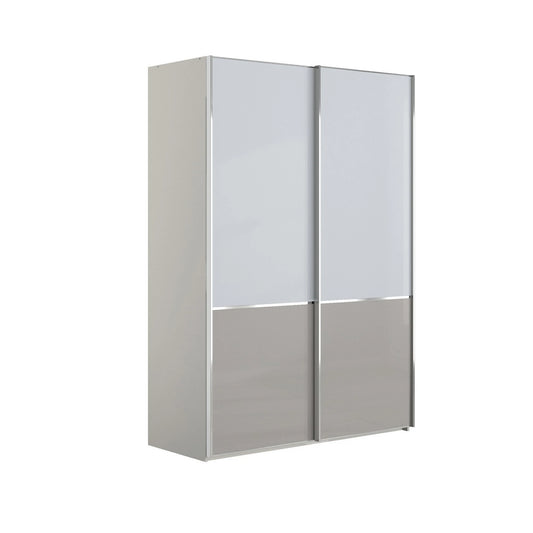 Pebble Grey sliding wardrobe with Glass White and Glass Pebble Grey panels
