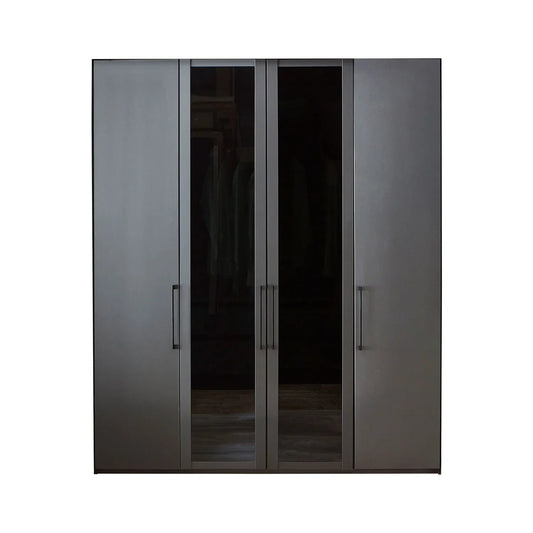 Wiemann Stylo 4 Door 200cm Wardrobe – Graphite & Glass Front - Front View
