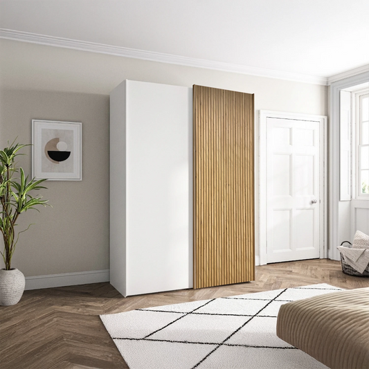 Wiemann Tulsa Small 150cm White Sliding Wardrobe with Decking