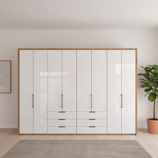 White Oak Wiemann Saka combi wardrobe with integrated drawer storage