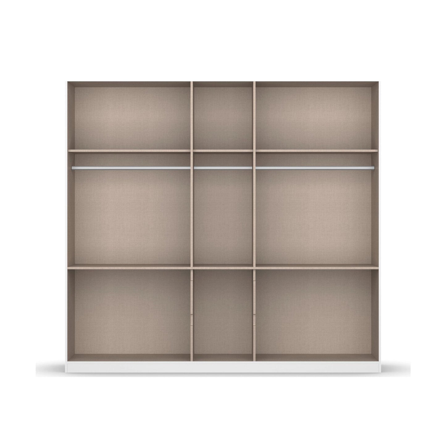 Winnipeg Metallic Grey 5 Door Wardrobe with Drawers - W226CM - Interior View