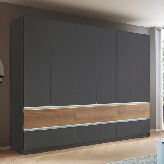 Winnipeg Metallic Grey 6 Door Wardrobe with Drawers - W271CM - Styled in a Bedroom